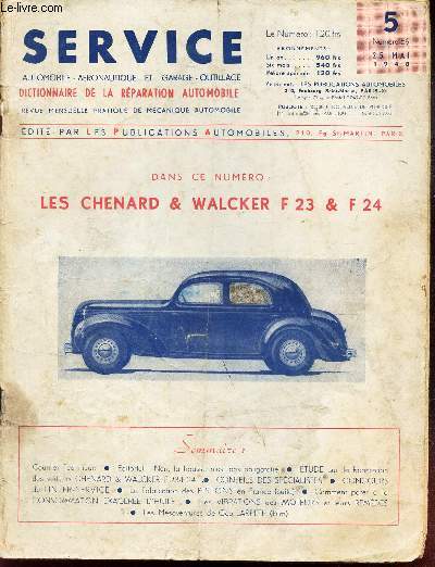 SERVICE - N59 - 25 mai 1948 / LES CHENARD & WALCKER F 23 & F 24 / etc...