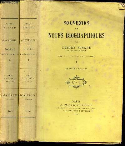 SOUVENIRS ET NOTES BIOGRAPHIQUES - EN 2 VOLUMES: TOMES 1+2