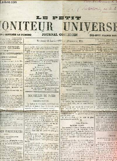 EXTRAIT DE : LE PETIT MONITEUR UNVERSEL - 13 janvier 1871 - 