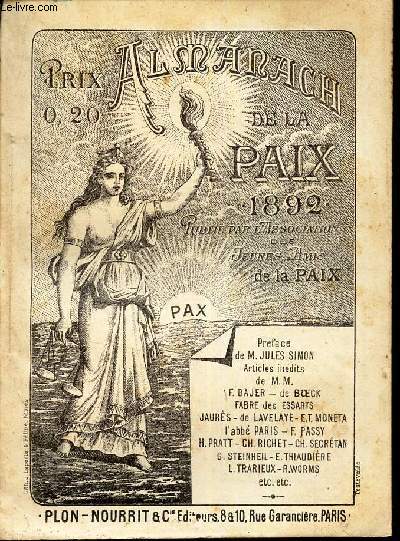 ALMANACH DE LA PAIX - 1892