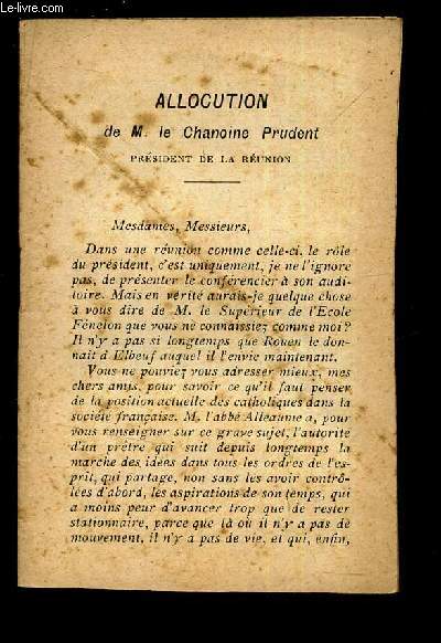 ALLOCUTION DE M. LE CHANOINE PRUDENT