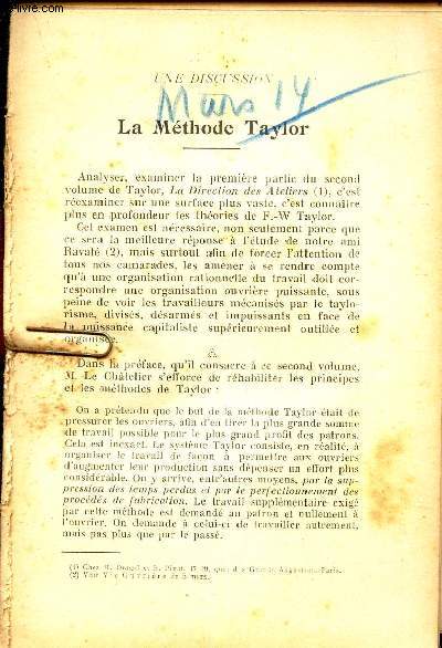 LA MEHODE TAYLOR (