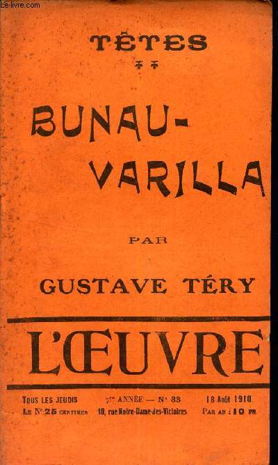 TETES BUNAU-VARILLA / L'OEUVRE - N33 - 18 AOUT 1910.
