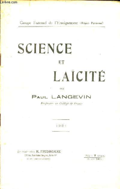 SCIENCE ET LAICITE.