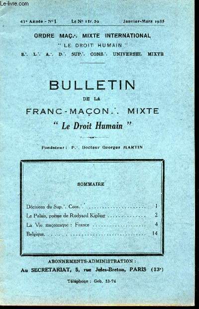 BULLETIN de la Franc-Macon. Mixte 