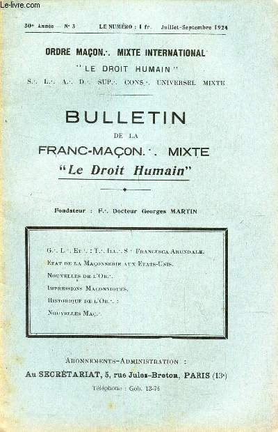 BULLETIN de la Franc-Macon. Mixte 