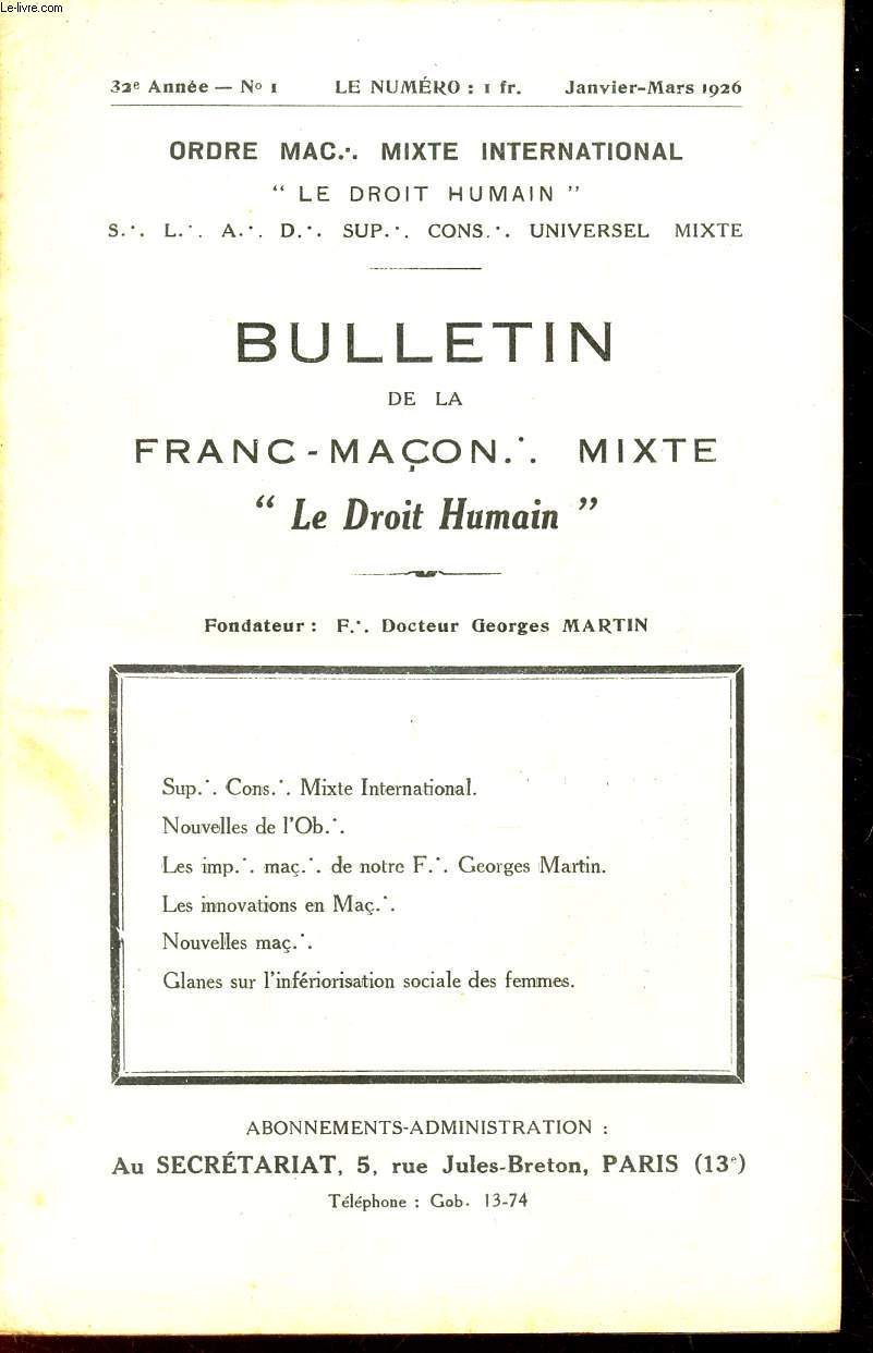 BULLETIN de la Franc-Macon. Mixte 