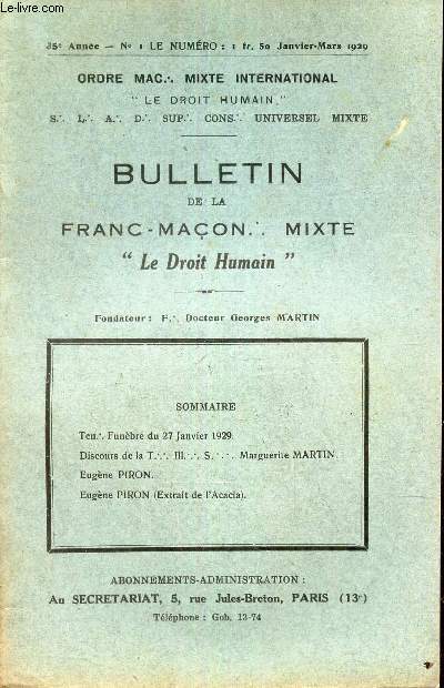 BULLETIN de la Franc-Macon. Mixte 