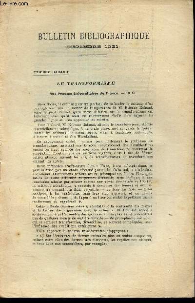 BULLETIN BIBLIOGRAPHIQUE -DECEMBRE 1931.