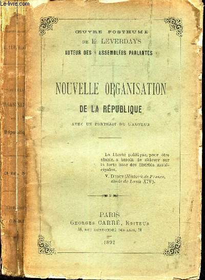 NOUVELLE ORGANISATION DE LA REPUBLIQUE -