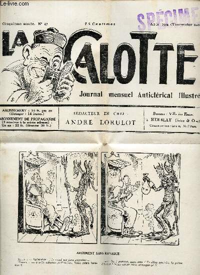 LA CALOTTE - N47 - Aout 1934 /
