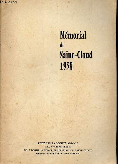 MEMORIAL DE SAINT-CLOUD - 1958 / Philippe ARBOT ...