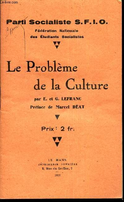 LE PROBLEME DE LA CULTURE.