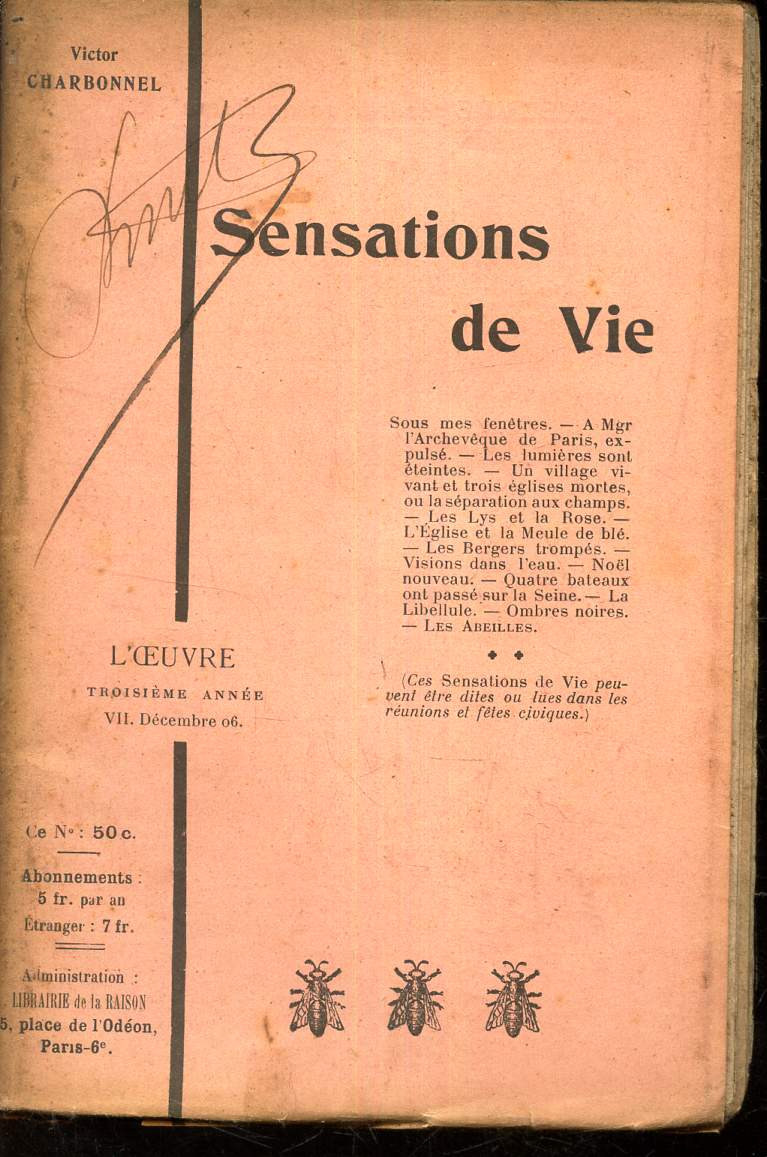 SENSATIONS DE VIE / N VII - DECEMBRE 1906 DE 