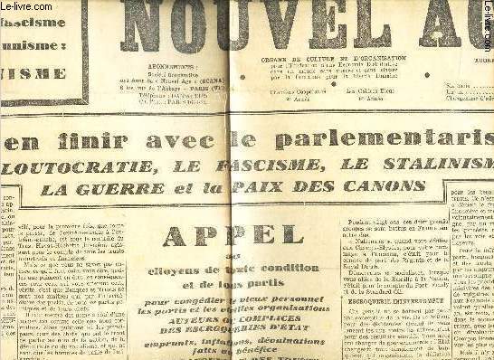 NOUVEL AGE - N464 - N SPECIAL - OCTOBRE 1938 - POR EN FINIR AVEC LE PARLEMENTARISME, LA PLOUTOCRATIE, LE FASCISME, LE STALINISME, LA GUERRE ET LA PAIX DES CANONS