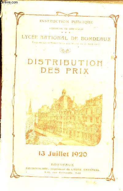 DISTRIBUTION DES PRIX - 13 juillet 1920