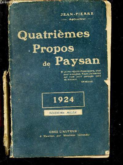QUATRIEMES PROPOS DE PAYSAN. 1924