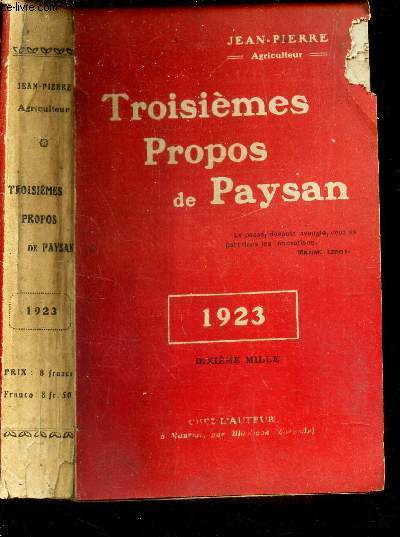 TROISIEMES PROPOS DE PAYSAN. 1923