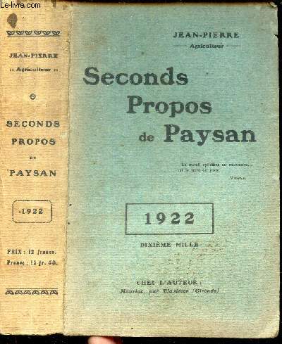 SECONDS PROPOS DE PAYSAN. 1922.