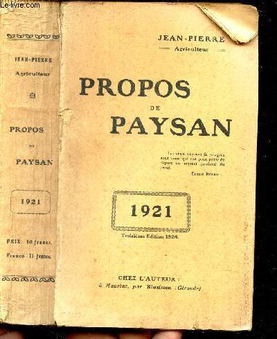 PROPOS DE PAYSAN. 1921.