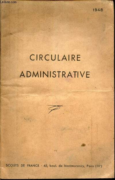 CIRCULAIRE ADMINISTRATIVE