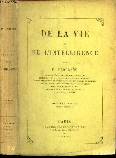 DE LA VIE ET DE L'INTELLIGENCE