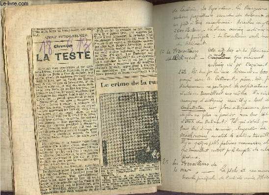 NOTES manuscrites et 1 coupure de presse REGROUPEES DANS UN CAHIER TRAITANT DE : CAHIERS ECONOMIQUES DU XXesiecle - Anne 1914 - Arcachon-La Teste - Grands magasins - Concentration capitaliste - Organisation du TRavail - Etatisme-Municipalisation.