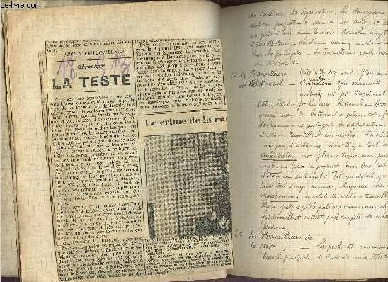 NOTES manuscrites et 1 coupure de presse REGROUPEES DANS UN CAHIER TRAITANT DE : CAHIERS ECONOMIQUES DU XXesiecle - Anne 1914 - Arcachon-La Teste - Grands magasins - Concentration capitaliste - Organisation du TRavail - Etatisme-Municipalisation.