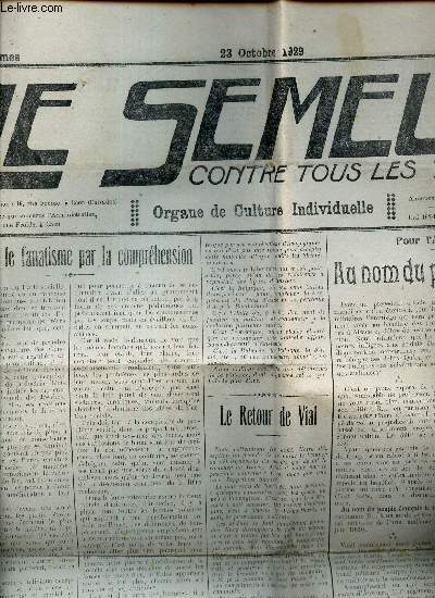 LE SEMEUR contre tous les tyrans - N150 - 23 octobre 1929 / Detruisons le fanatisme par la comprehension / Au nom du peuple francais...! / La repression etc...