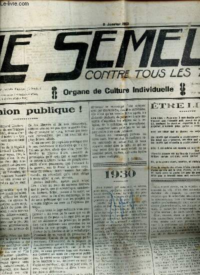 LE SEMEUR contre tous les tyrans - N155 - 9 janvier 1930 / L'opinion publique! / Pourvoyeurs de guillotine / on desarme etc...