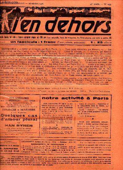 L'EN DEHORS - N299 - mi-oct 1936 / A priere du patriote / Pour faire reflechir / Sur la devaluation / LEs revoltes des bagnes d'enfants etc...