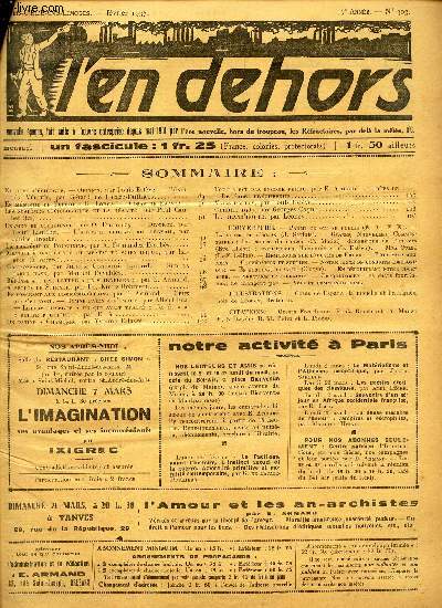 L'EN DEHORS - N303 - fev 1937 / LA tragede de Pouchkine - Mentalit occultiste et mentalit scientifique etc...