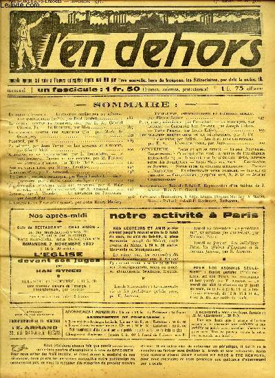 L'EN DEHORS - N312- nov 1937 / a croisade contre les Algerois (fin) / Promthe / Les ennemis de l'homme / Le Christ symbole phallique etc..