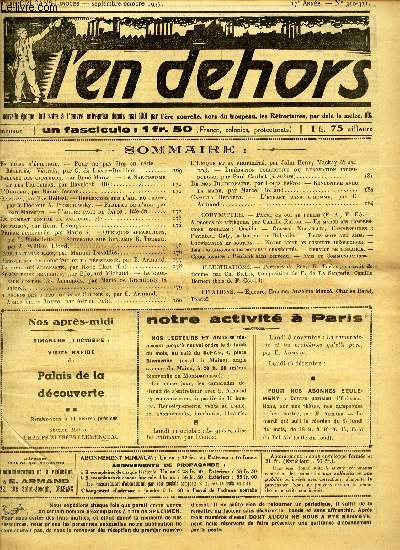 L'EN DEHORS - N310-311 - sept-oct 1937 / Ballade des orateurs / L'orgueil / Opinions/ Reflexions sur l'art du chant / A propos des 120 jours de Sodome / L'enfant dans l'homme etc...