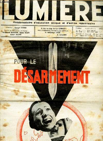 LA LUMIERE - 6e anne / N247 - NUMERO SPECIAL - 30 JANVIER 1932 / POUR LE DESARMEMENT