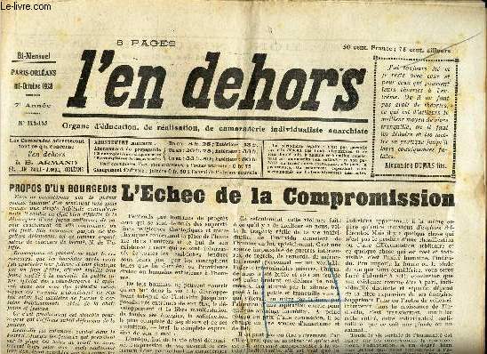 L'EN DEHORS - N144-145 - mi oct 1928 / LECHEC DE LA COMPROMISSION / NOS CENTRES D'INTERET etc..