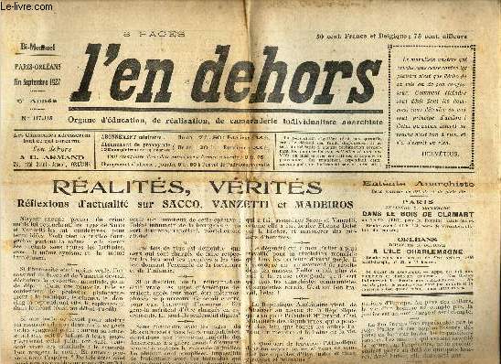 L'EN DEHORS - N117-118 - fin sept 1927 / Reflexions d'&actualit sur SACCO, VANZETTI, et MADEIROS /