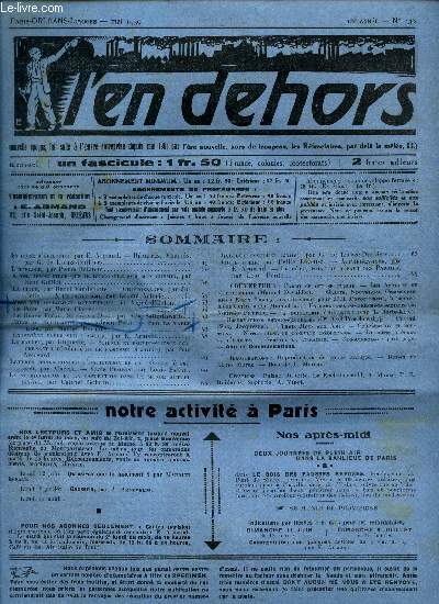L'EN DEHORS - N330 - mai 1939 / L'horloge / Vers une astrologie scientifique / Si j'etais dieu / etc...