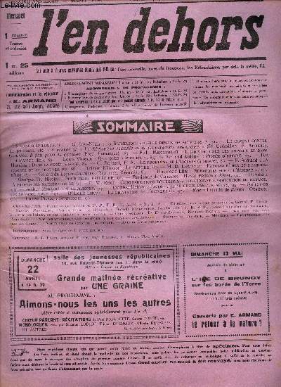 L'EN DEHORS - N269- mi avril 1934/ La Republique a t elle besoin de sauveurs?/ A propos de la revolution sexuelle et la camaraderie amoureuse/ Quelques 