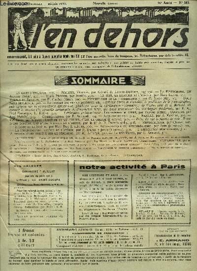 L'EN DEHORS - N283- mi juin 1935/ La mythomanie/ Le sexe, la jalousie et l'enfant/ Science et savants/ Psychologie de 