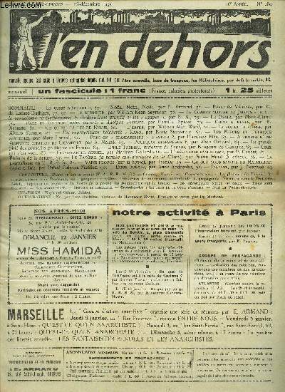 L'EN DEHORS - N289 - mi dec 1935 / Le guerrier / Le sexualisme revolutionnaire, le christianisme primitif et les