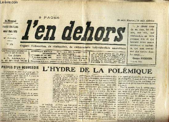 L'EN DEHORS - N154 - debut mars 1929 / L'HYDRE DE LA POLEMIQUE / PROPOS BOURGEOIS / VITALITE / REALITES, VERITES, NOTES DE VOYAGE / THOREAU / LA CENSURE POLICIERE / LE PANTALON NEUF ETC..