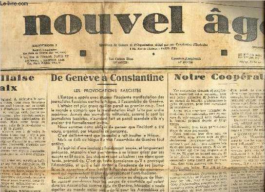 NOUVEL AGE - N82 - 2 juil 1936 / LA MARSEILLAISE DE LA PAIX / DE GENEVE A CONSTATINE - les provocations fascistes / Le cauchemar de blanche Albane / Notre cooperation etc...