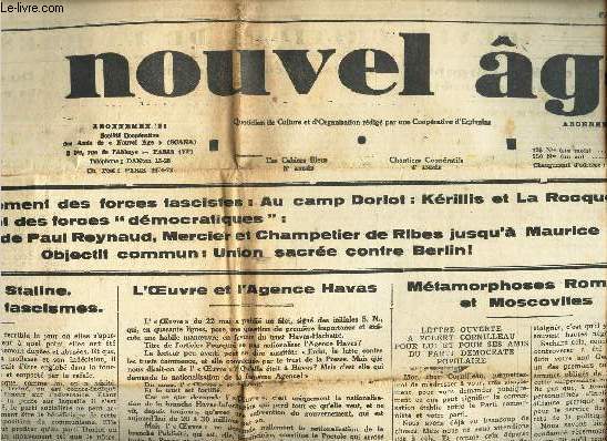 NOUVEL AGE - N178 - 25 mai 1937 / Le regroupement des forces fascistes : au camp doriot : Kerillis et lA Rocque - le regroupement des forces 