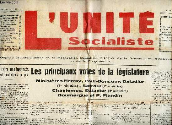 L'UNITE SOCIALISTE - N121 - 25 avril 1936 / Aux electeurs de France / Surveillez les urnes ! etc...