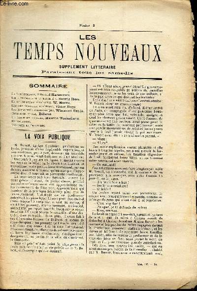 LES TEMPS NOUVEAUX - supplement litteraire - TOME 4e - N3/ L voix publique/ les 