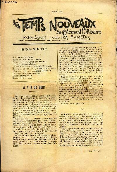 LES TEMPS NOUVEAUX - supplement litteraire - TOME 4e - N22/ Il y a du bon!/ themis chez elle/ Prison preventive/ L'avocat/ La magistrature apprecie/ Ce qu'il y a de plus grotesque/ L'innoncence d'un coupable/ Les assassins/ Le juge etc...