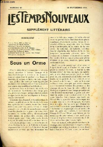 LES TEMPS NOUVEAUX - supplement litteraire - TOME 6e - N29 / sous un Orme/ L'esclavage/ Selection a rebours/ Le communisme primitif/ Les crimes des gouvernements/ Propos d'un normand/ Vrai pour beaucous de choses / Melanges et documents.