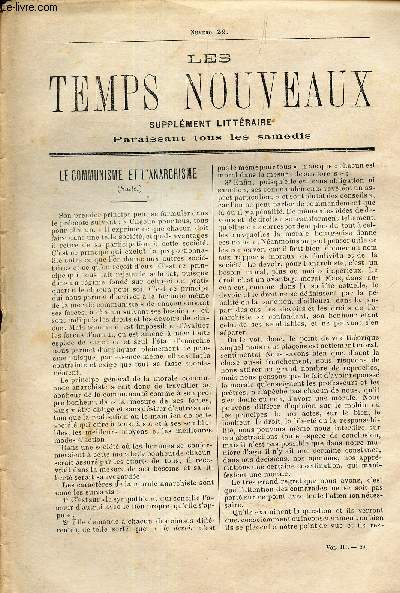 LES TEMPS NOUVEAUX - supplement litteraire - TOME 3e - N29/ Le communisme et l'Anarchisme (suite) / Antisemitisme et Sionisme / LA propagande aux Etats Unis etc...