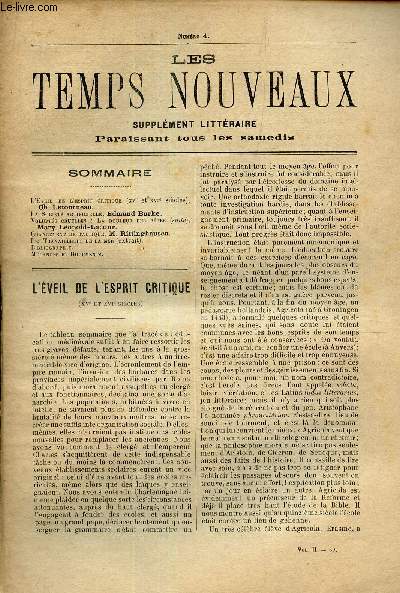 LES TEMPS NOUVEAUX - supplement litteraire - TOME 2eme -N4/ L